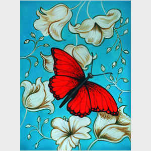 Red Butterfly on Blue