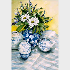Blue and White Daisies