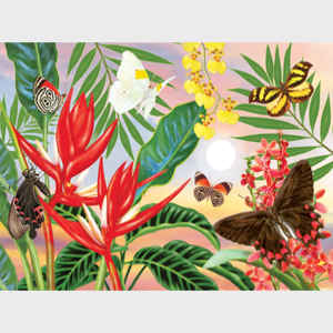 Butterflies and Red Christmas Heliconia