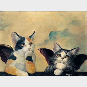 Cherub Kittens, after Raphael
