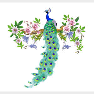 Peacock with Passionflower