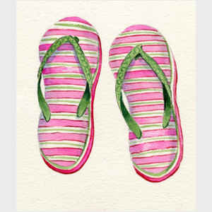 Pink Striped Flip Flops