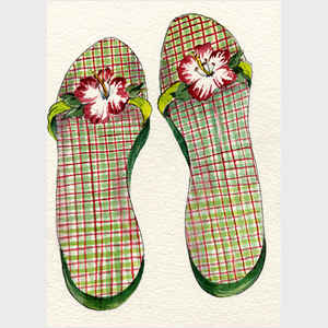 Red and Green Plaid Flip Flops