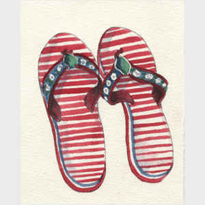 Red Striped Flip Flops